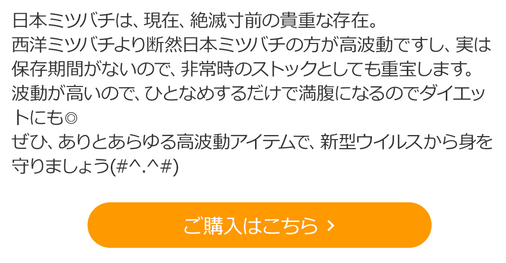 《季節限定商品》*数量限定【八ヶ岳産　１００％純粋】日本ミツバチのハチミツ　（１００ｇ　お試しサイズ）　 